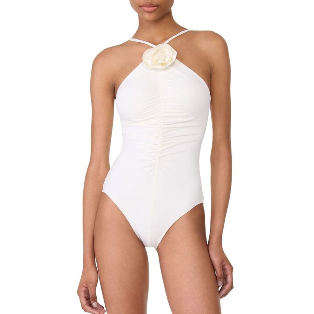 kate spade White One-Piece Swimsuit with Floral Accent